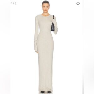 NWT Eterne Long Sleeve Crewneck Maxi Dress in Heather Oatmeal, XS